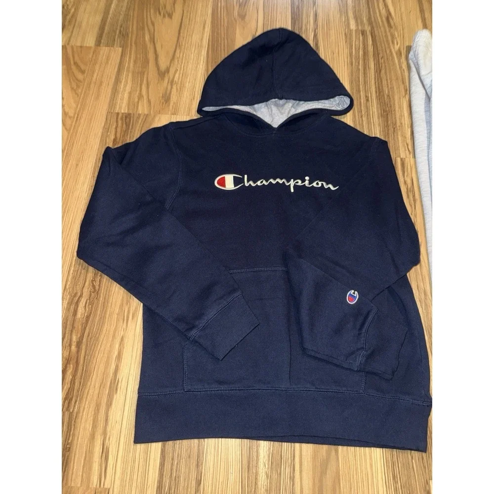 Champion Boys Sz XL Outfit Navy Hoodie Sweatshirt EUC‎ Gray Sweatpants New